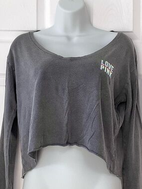 PINK grey long sleeve crop top